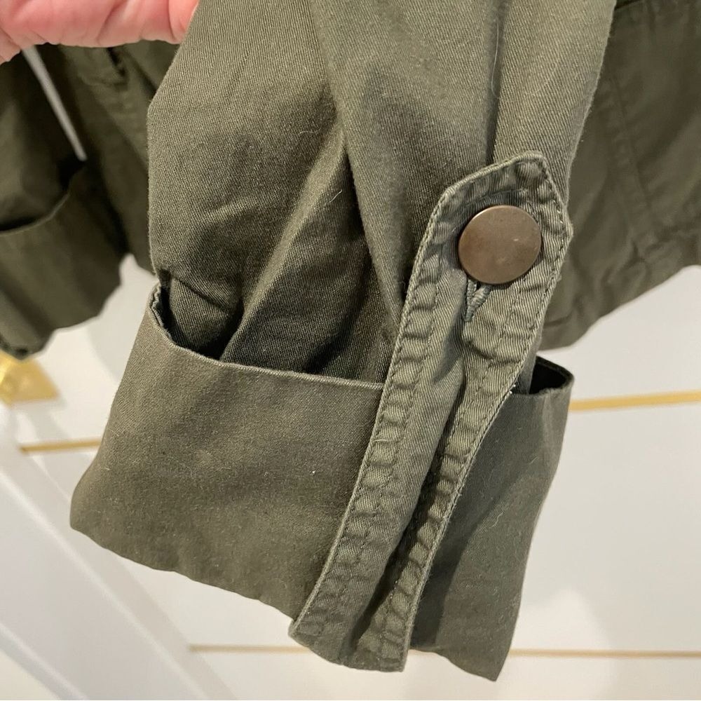 Green Utility Jacket Lightweight Ruched‎ Zip Front Small - Picture 6 of 11